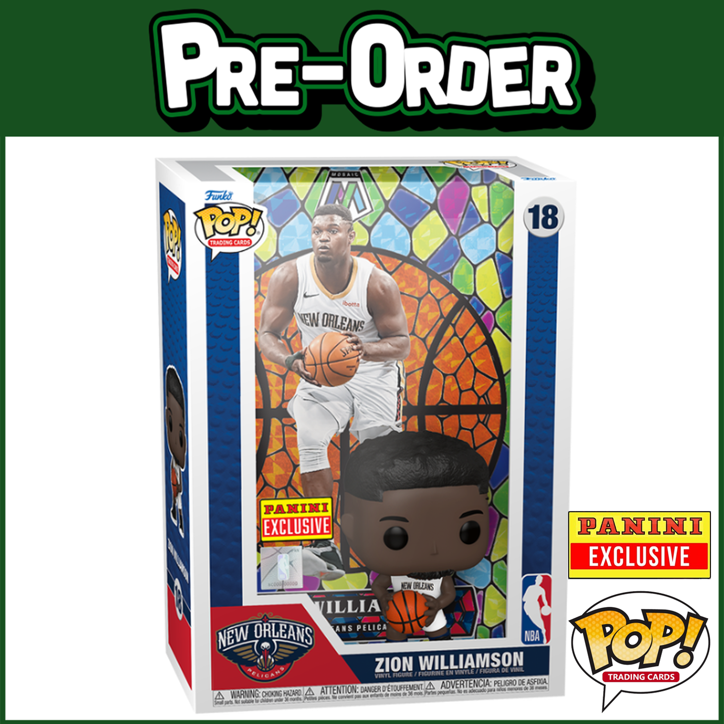 (PRE-ORDER) Funko POP! Trading Cards: Zion Williamson - Mosaic Prism #18 (Panini Exclusive)
