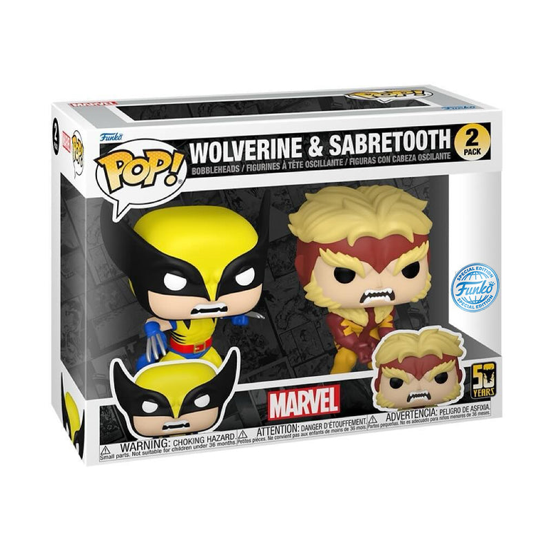 (PRE-ORDER) Funko POP! Marvel: Wolverine 50th - Wolverine & Sabretooth 2-Pack (FSE)