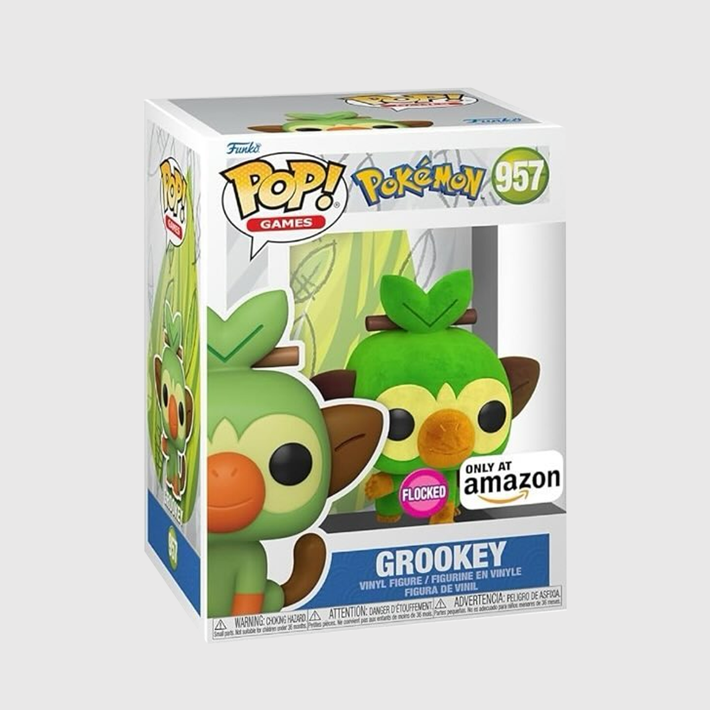 (PRE-ORDER) Funko POP! Games: Pokemon - Grookey FLOCKED (Amazon) #957